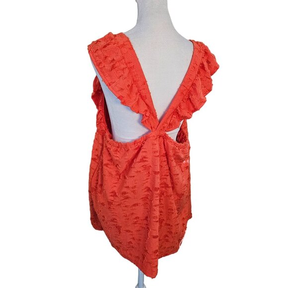 NWT Lauren Conrad Orange Boho Ruffle T Back Tank Top sz OX - Picture 4 of 9